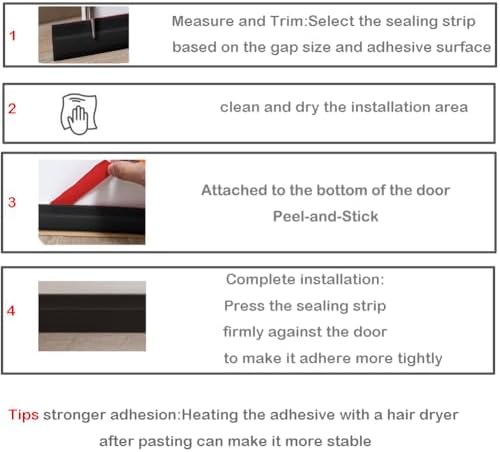 Door Weather Stripping 5 Pack Black Draft Stopper