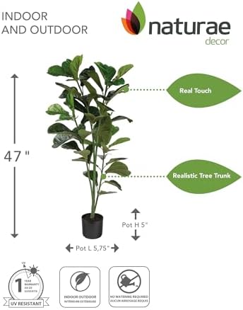 Naturae Decor Fiddle Leaf Tree Artificial Plant 47 in High