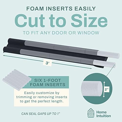 Home Intuition 36 Inch Twin Door Draft Stopper Black 1 Pack