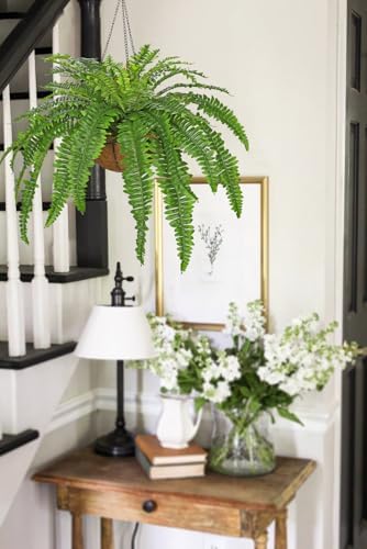 GnFlus Fake Hanging Plants Large Boston Fern Artificial Plants Outdoor Decor