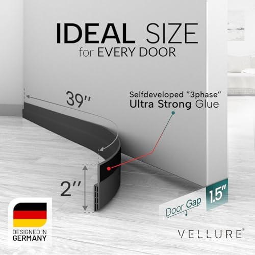 Vellure Door Draft Stopper 1 Black 2x39 Inch