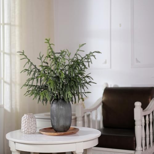 FOTEEWL Real Touch Norfolk Pine Branch - 4 Pcs 36 Artificial Christmas Decorations