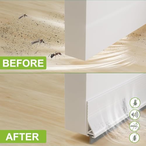2 PCS Door Draft Stopper with Brush Self Adhesive White