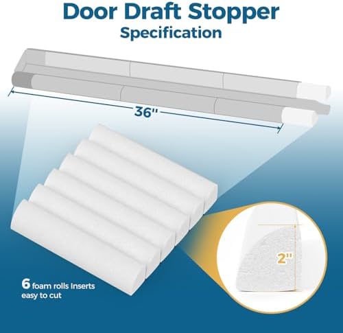Door Draft Stopper 36 Inch Adjustable 30-36 Soundproof Seal