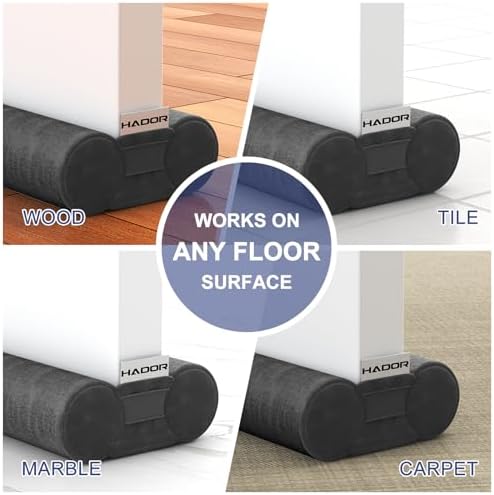 HADOR Door Draft Stopper 30 Inch Black for French Patio Sliding Doors