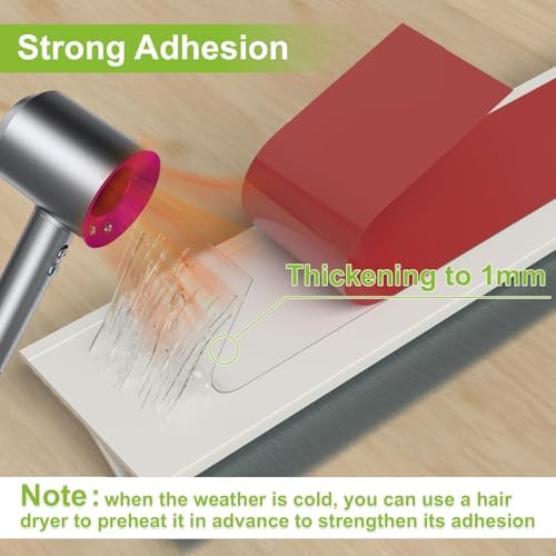 2 PCS Door Draft Stopper with Brush Self Adhesive White