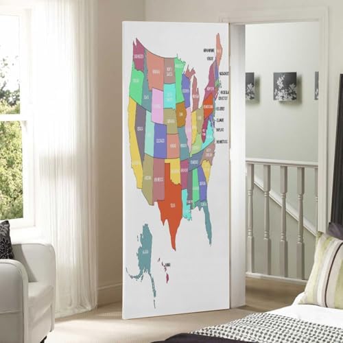 Susiyo Colorful USA Map Halloween Door Cover