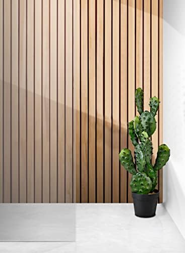 Serene Spaces Living Artificial Prickly Pear Cactus in Black Pot