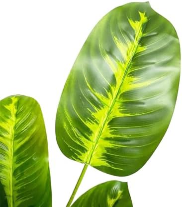 Realistic Artificial Palm Tree with White Pot - 31 Inches Yellow Bird of Paradise