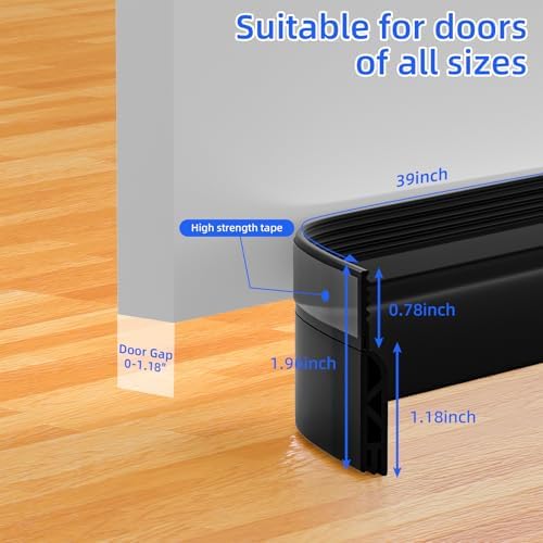 Under Door Draft Stopper 39in Black Door Sweep