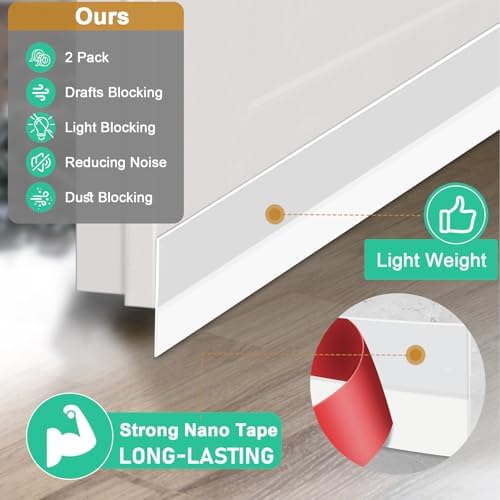 Joaercs Draft Stopper 2 Pack Door Sweep Seal Strip