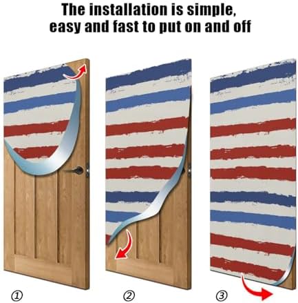 Susiyo Halloween Door Cover Red Blue Striped 32x79 In