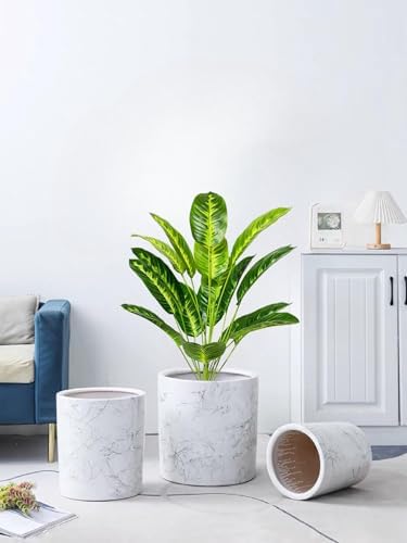 Realistic Artificial Palm Tree with White Pot - 31 Inches Yellow Bird of Paradise