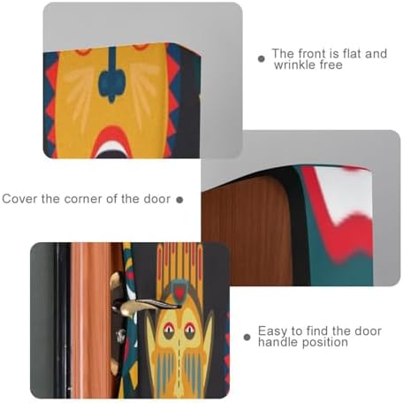 Susiyo Ethnic Masks Halloween Door Cover Stretch Fabric Door Decoration for Home Party