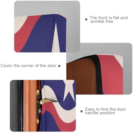 Susiyo Fag White Stars Halloween Door Cover Stretch Fabric Backdrop for Home Party Decoration