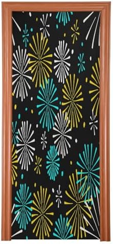 Susiyo Bright Golden Fireworks Halloween Door Cover Stretch Fabric 32x79 in