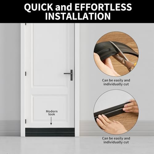 VZZNN 2 Pack Door Draft Stopper with Adhesive Black 78 L