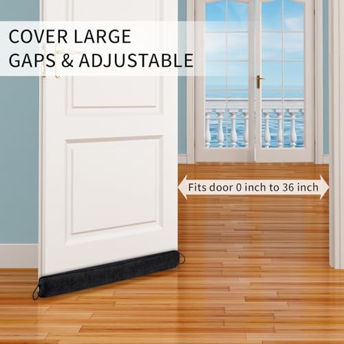 36 Inch Weighted Door Draft Stopper Black