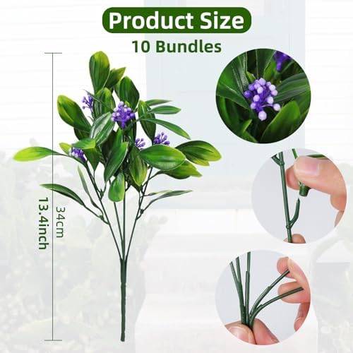 RECUTMS 10 Pcs Artificial Violet Fern Plants