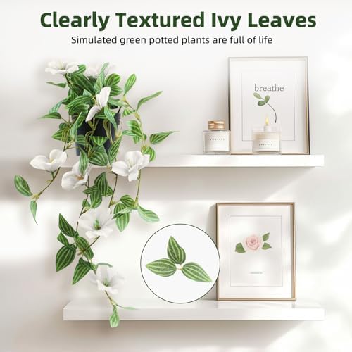 2 Pcs Artificial Ivy Hanging Plant with Flowers