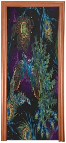 Susiyo Embroidery Peacock Halloween Door Cover 32x79 in