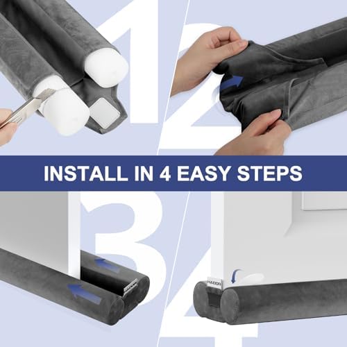 HADOR Door Draft Stopper 30 Inch Black for French Patio Sliding Doors