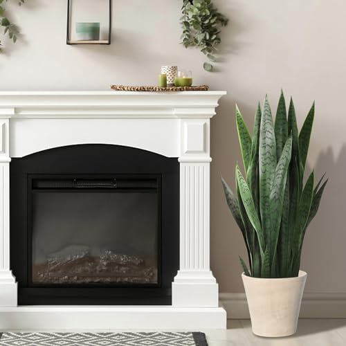 Greens Word 35 Lifelike Faux Snake Plant with 28 Thick PEVA Leaves