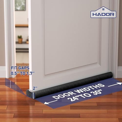 HADOR Door Draft Stopper 30 Inch Black for French Patio Sliding Doors