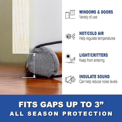 YOUFI 32 Inch Draft Stopper with Non-Slip Base and Self-Resetting Design