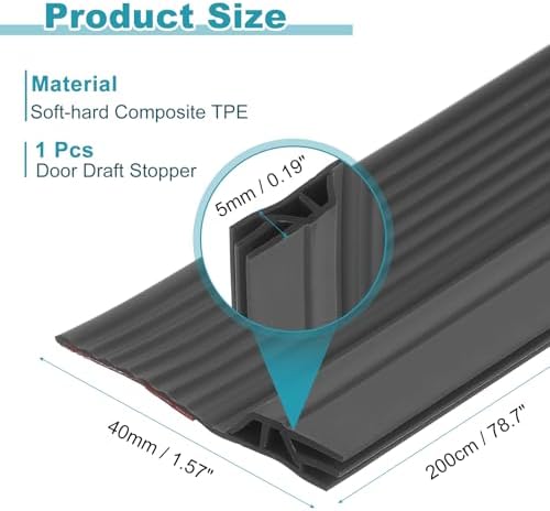 Uxcell Door Draft Stopper Black Gray 66ft x 157in Weather Stripping Seal