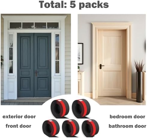 Door Weather Stripping 5 Pack Black Draft Stopper
