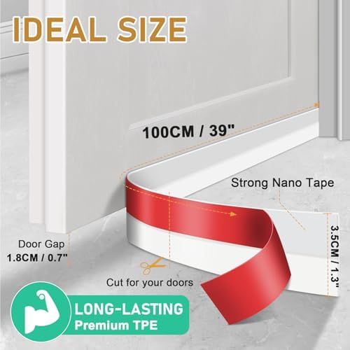 Joaercs Draft Stopper 2 Pack Door Sweep Seal Strip