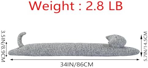34 Inch Heavy Duty Door Draft Stopper with Gray Cat Design