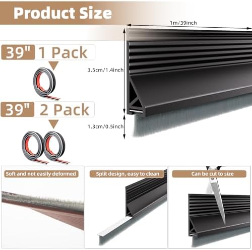 39 Inch Rubber Door Sweep Bottom Black