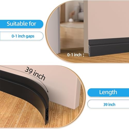 2 PCS Door Draft Stopper Black 2 W x 39 L