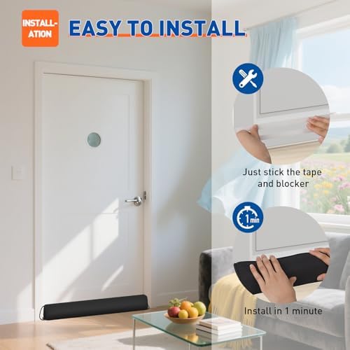 MAGZO 30 Inch Door Draft Stopper Black