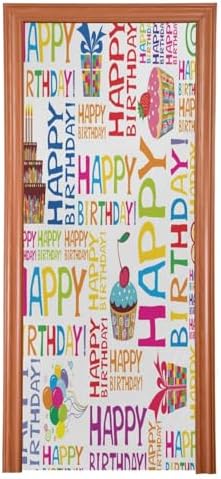 Susiyo Happy Birthday Halloween Door Cover 32x79 in Stretch Fabric Door Decoration