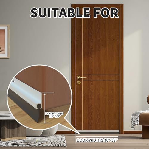 2 Pack Door Draft Stopper with Strong Adhesive Aluminum Seal