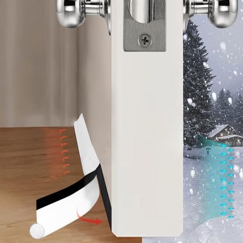 Adjustable Door Draft Stopper 36 Inch White Noise Blocker and Bottom Seal Strip