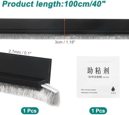 Uxcell Door Sweep 12 x 40 Draft Stopper Black