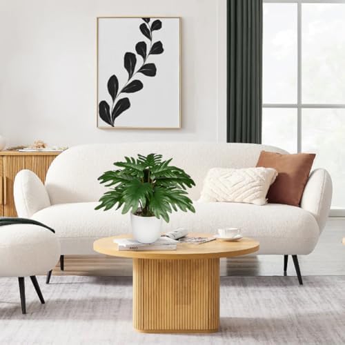 Hollyone Faux Monstera Artificial Plant in White Pot for Indoor Outdoor Decor