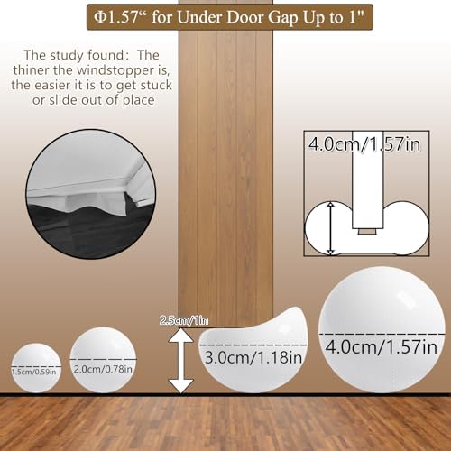 JUJIBL Under Door Draft Stopper 32 Inch No Adhesive SoundProof Black