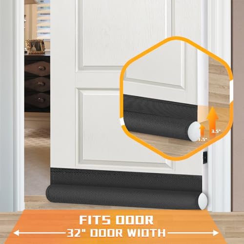 KRUI Door Draft Stopper 32 Inches Black
