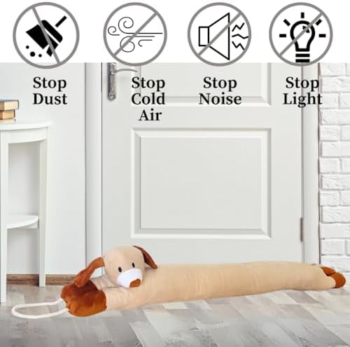 Evelots Under Door Dog Draft Stopper - 38 Inch Heavy Duty Cute Puppy