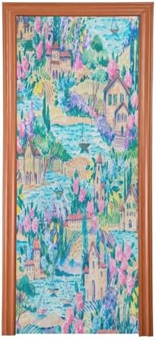 Susiyo Blue Watercolor Halloween Door Cover Stretch Fabric