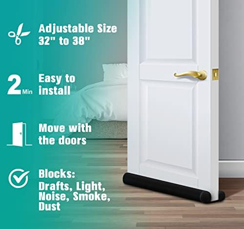 MAXTID Door Draft Stopper for 30 Inch Interior Doors Black Door Draft Blocker Fits 05 to 12 Inch Gaps
