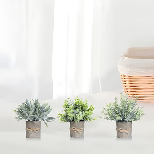 3 Pack Mini Artificial Eucalyptus Plants for Home Office Decor