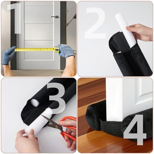 Amugret Thin Draft Stopper for Bottom of Door 30 to 36 Under Door Gap Filler Soundproof and Floor-Safe