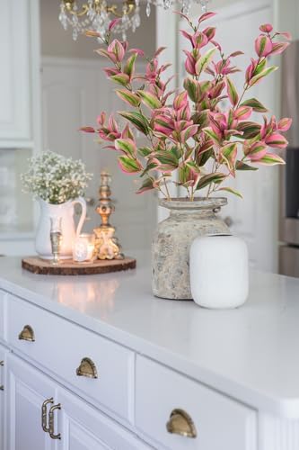 3Pcs Artificial Pink Tradescantia Zebrina Greenery Stems for Vase and Home Decor