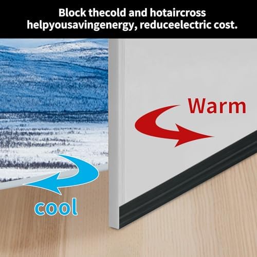 VZZNN 2 Pack Door Draft Stopper with Adhesive Black 78 L